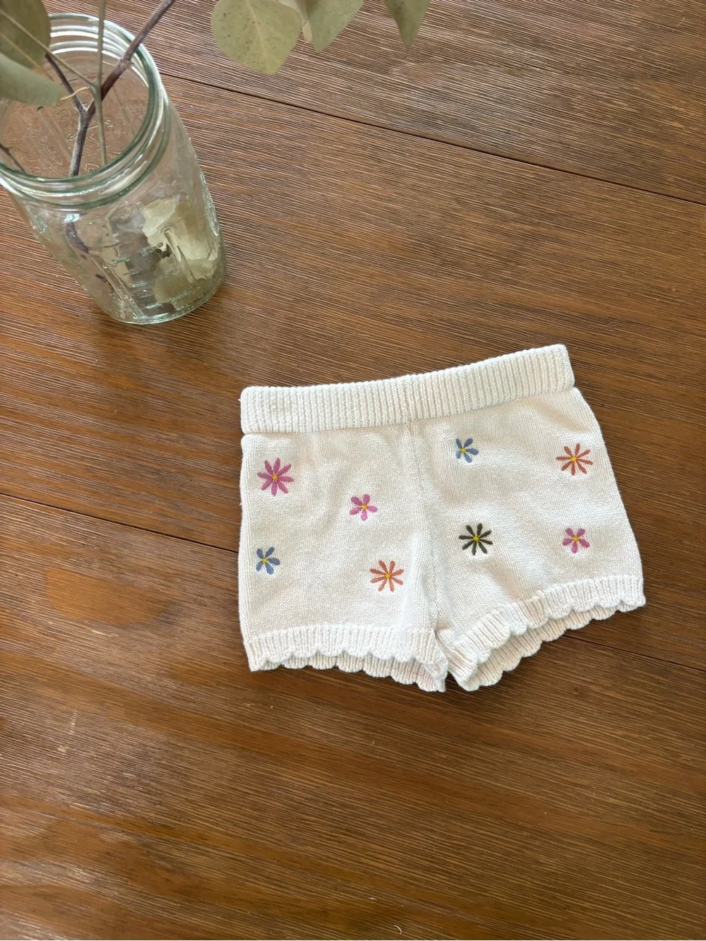 Old navy White Knit Floral-Embroidered Kids Shorts